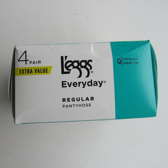 L'eggs Everyday Off Black Sheer Toe Regular Pantyhose 2 Pair Size Q Made in USA - Picture 4 of 7
